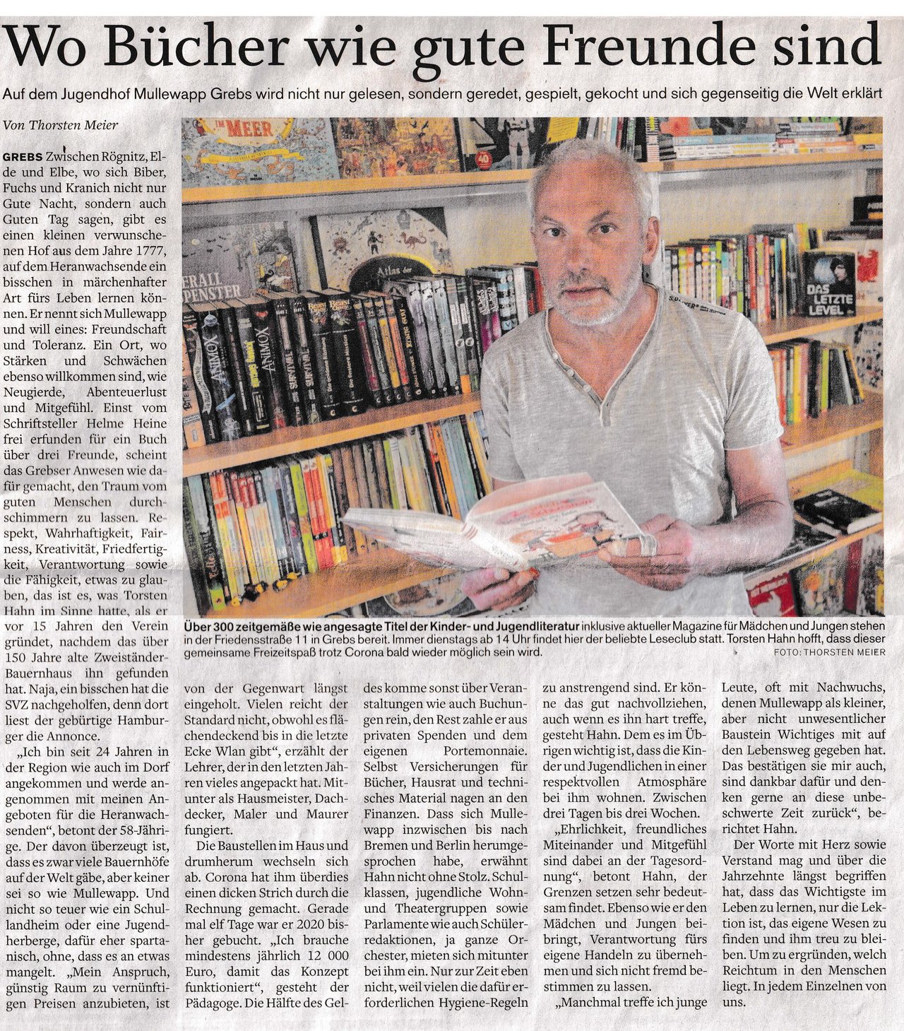 Artikel "Wo Bücher wie gute Freunde sind", SVZ vom 25.07.2020